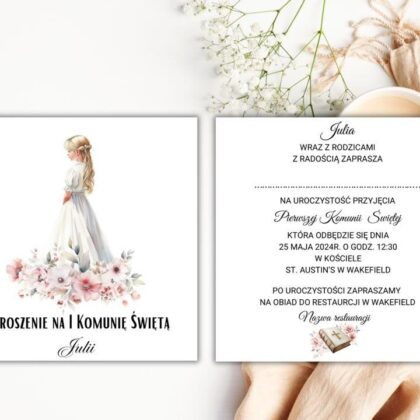 zaproszenie komunijne dla dziewczynki UK