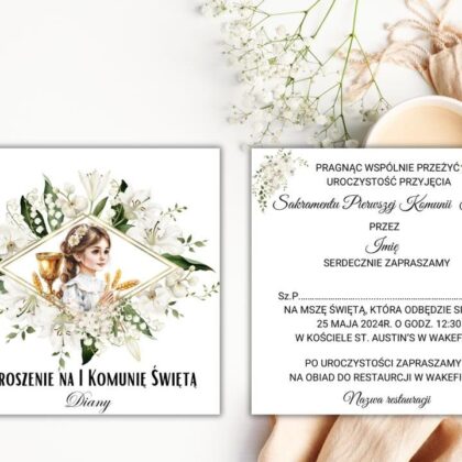 zaproszenie komunijne dla dziewczynki UK