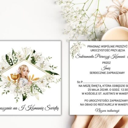 zaproszenie komunijne dla dziewczynki UK